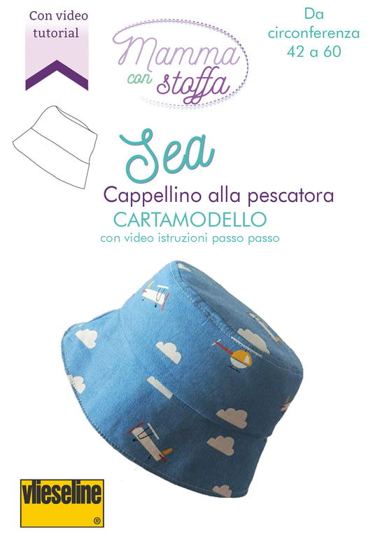 Cartamodello cartaceo CAPPELLINO Double Face  alla PESCATORA - Sea -(da taglia 42 a 60)