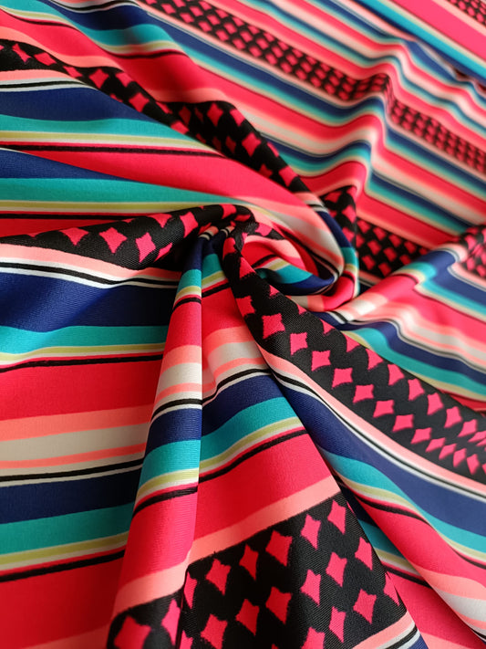 Lycra - Righe multicolor - Tessuto per costumi da bagno